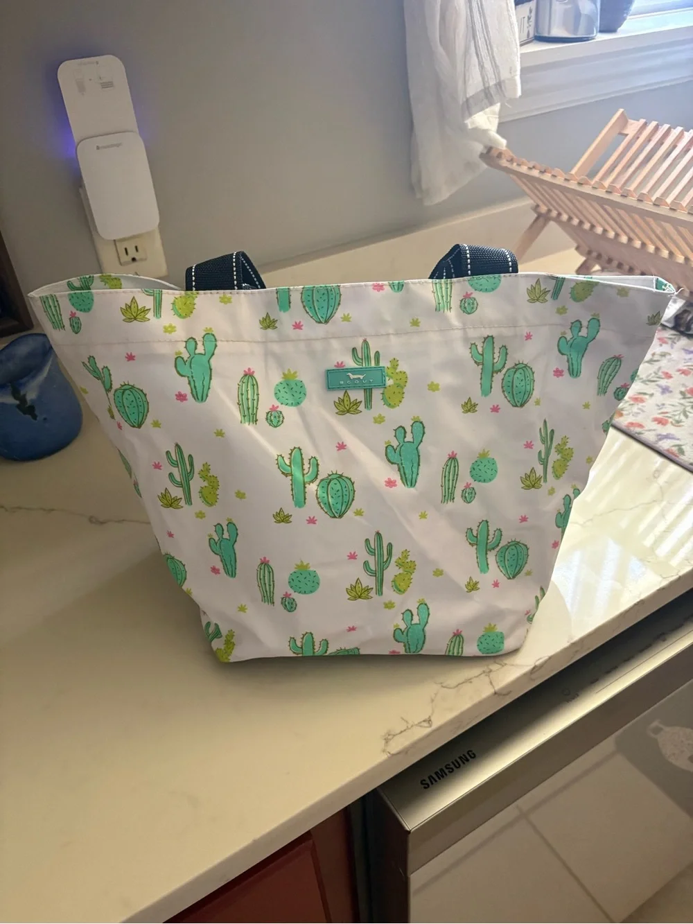 Scout Lunch Tote with Green Cactus Print